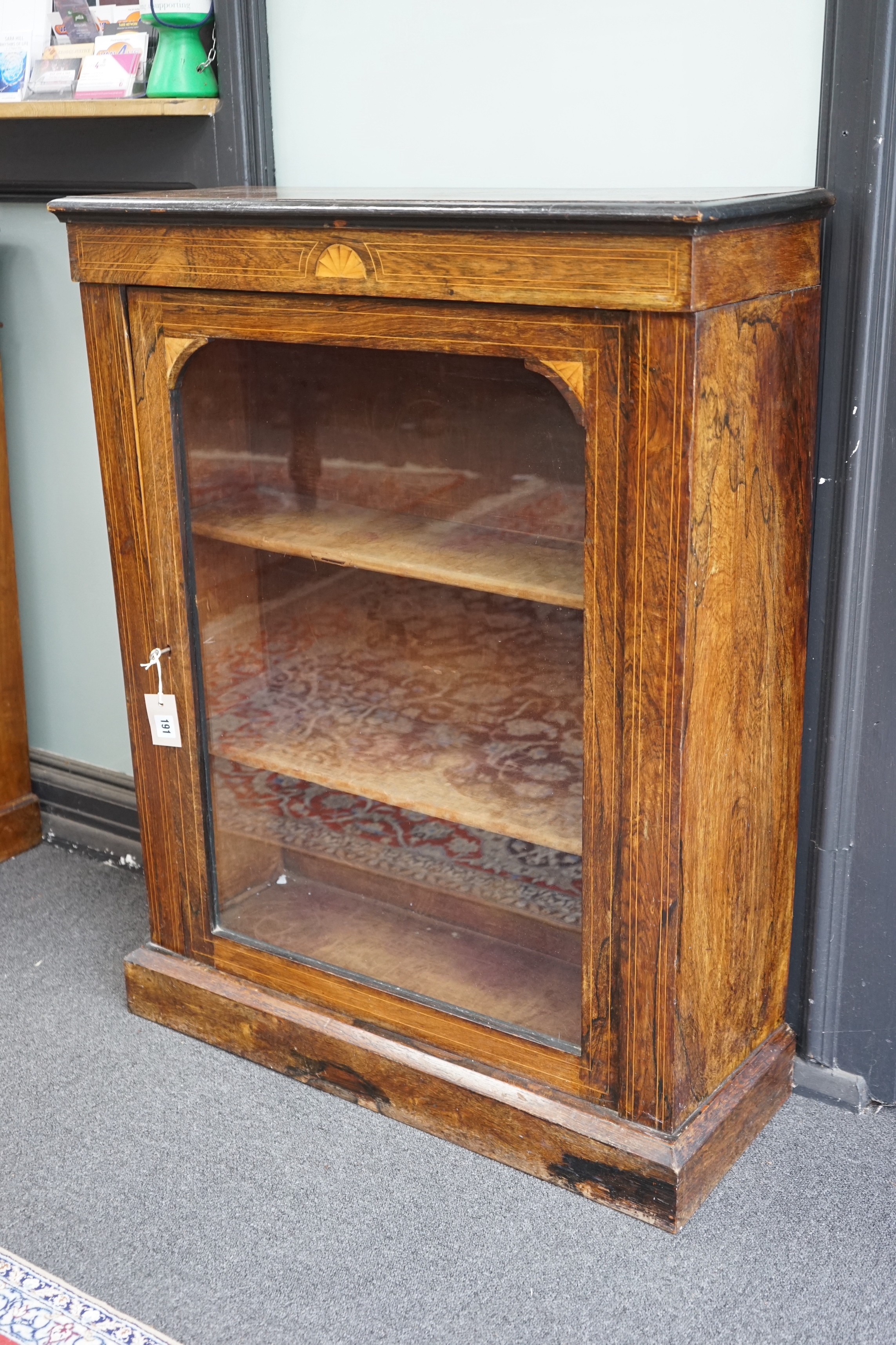 A Victorian inlaid rosewood pier cabinet, width 76cm, depth 29cm, height 99cm